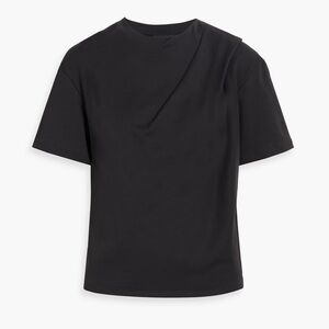 Theory Supima Cotton Jersey Draped T-Shirt Size M Black Short-Sleeve Crewneck